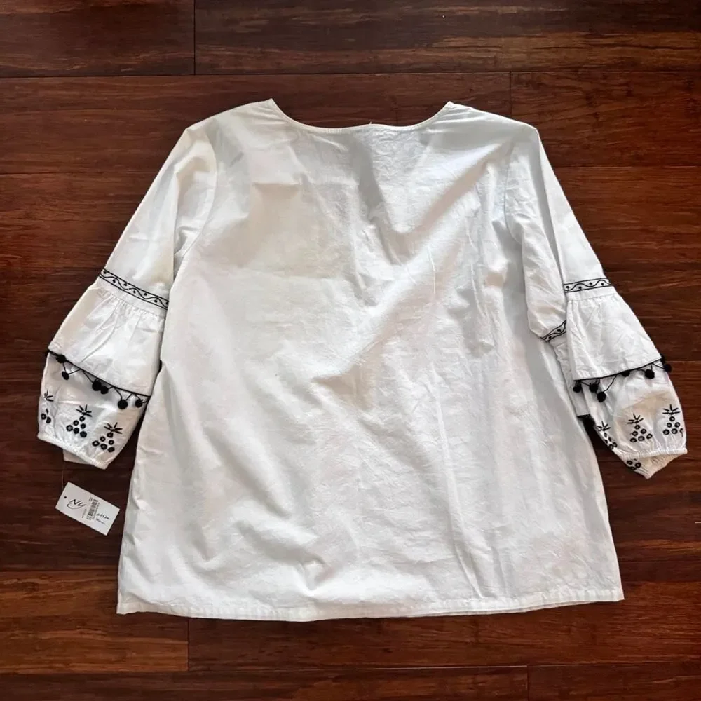 Free-people Women's White and Black Blouse